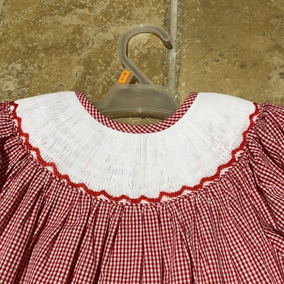 Smocked Dress, Red Mini Gingham - Picture 2 of 3